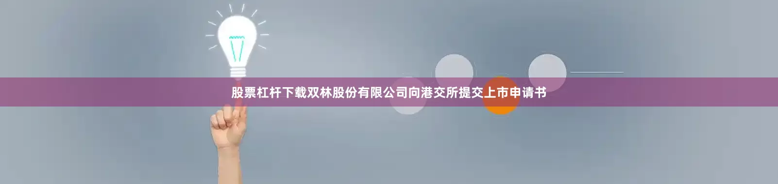股票杠杆下载双林股份有限公司向港交所提交上市申请书