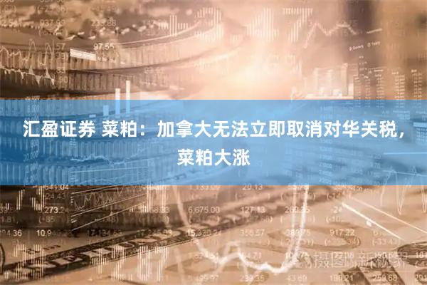 汇盈证券 菜粕：加拿大无法立即取消对华关税，菜粕大涨